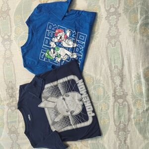 Boys Size 6/7 Pokemon and Super Mario Kids T-Shirts - Blue